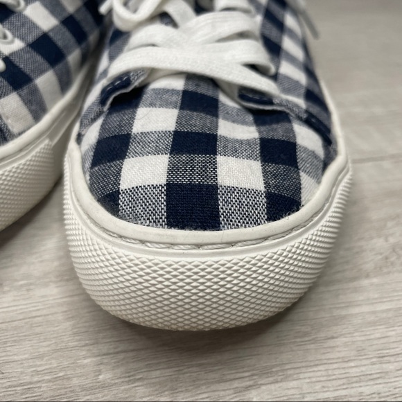 J. Crew Navy Gingham Roap Trip Canvas Lace-Up Sneaker Size 6 - Picture 3 of 10